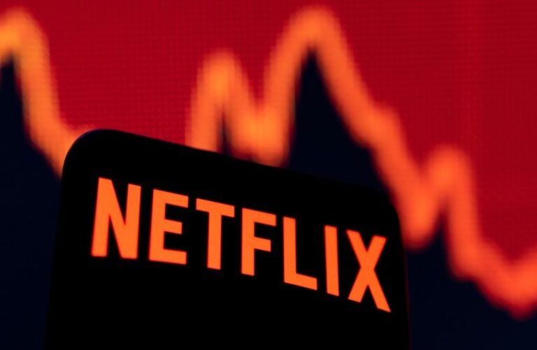 Illustration featuring the Netflix logo alongside a stock market graph, visually representing Netflix's financial performance and investment trends.